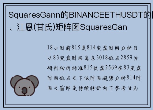 SquaresGann的BINANCEETHUSDT的圆二、江恩(甘氏)矩阵图SquaresGan